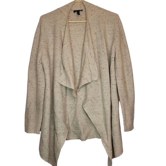 Eileen Fisher cream speckled organic cotton wool open front cardigan Size medium - Picture 1 of 6